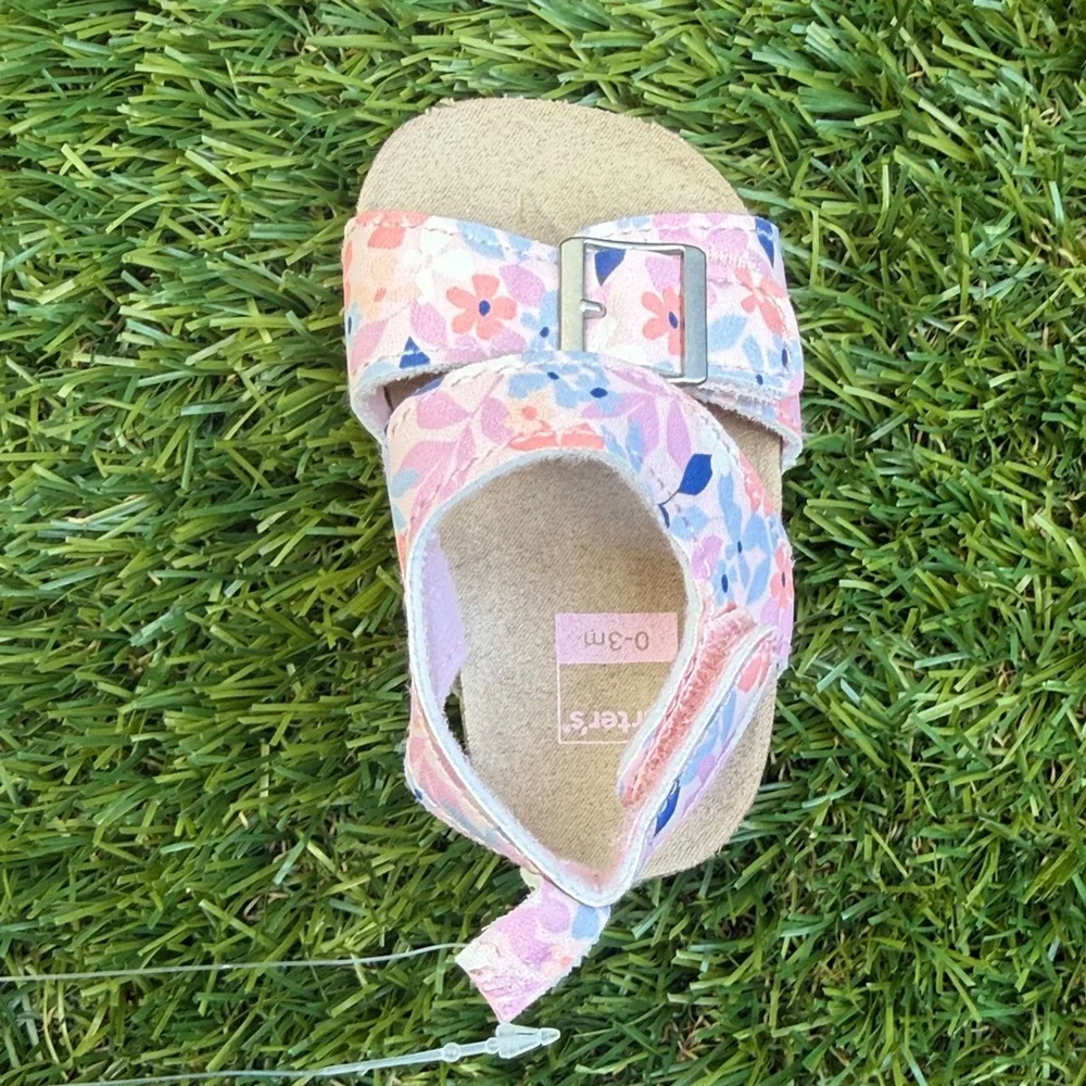NWT Carter's Pink Floral Buckle Sandals for infant 0-3 months